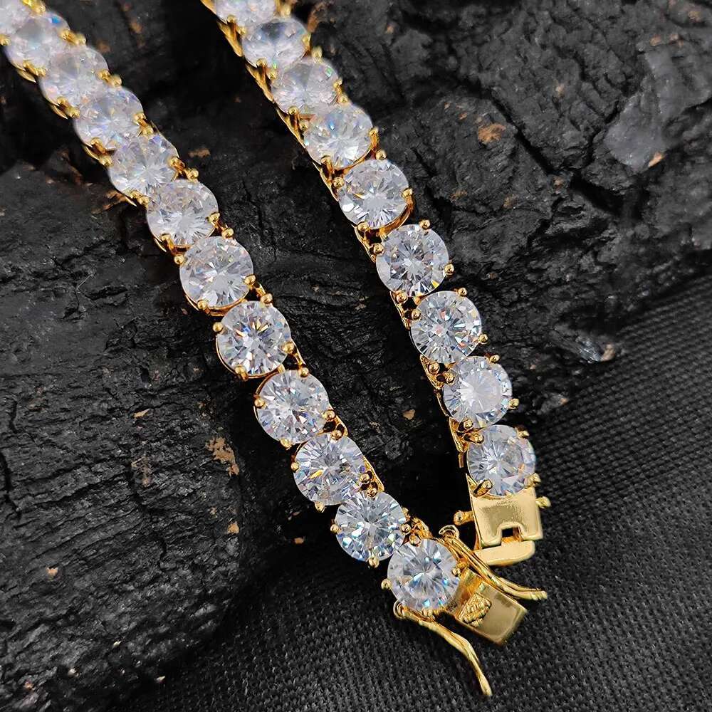 ESKEEM Bling 8mm Big CZ Diamond Tennis Necklace Hip Hop Fine Jewelry Iced Out Cubic Zircon Tennis Chain Necklace Men Women Gift