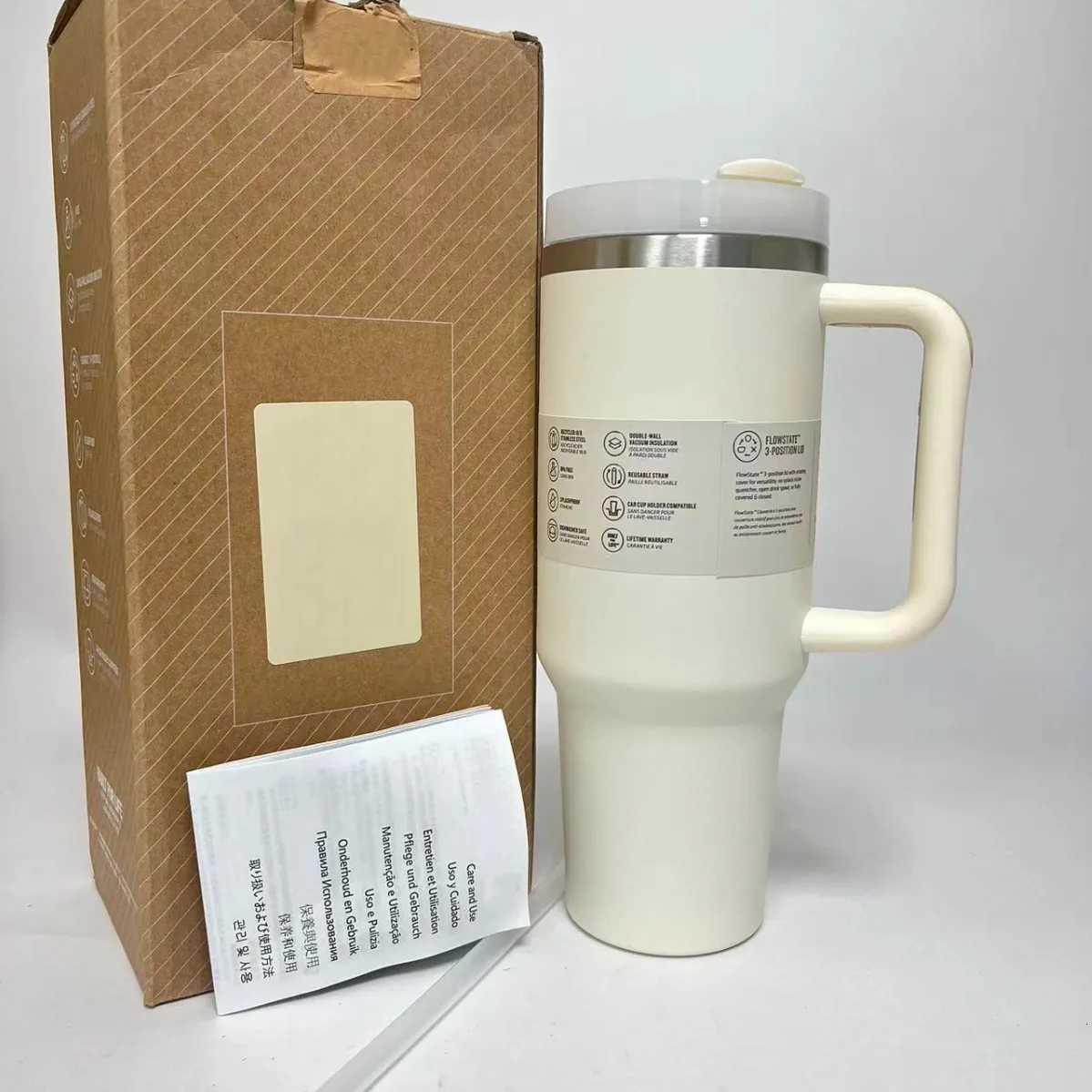 Double - Wall Insulated Travel Cup with Stainless Steel Straw Lid For Cold Drinks - 40oz Vacuum Insulated Car Mug C251114