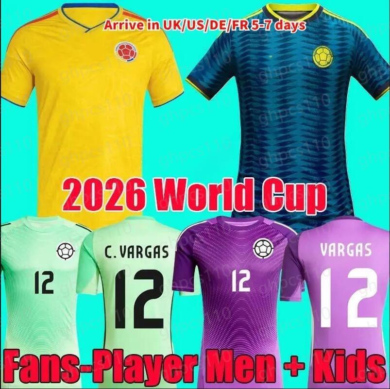 2026 World Soccer Jerseys Copa America LUIS DIAZ FALCAO JAMES Home Cup 2025 Colombia Football Shirt CUADRADO Men Kids Kit Camiseta De Futbol