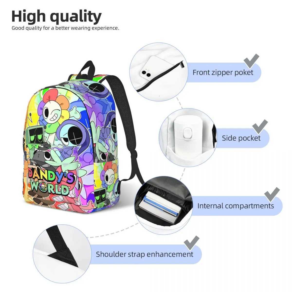Dandys World Cool Backpack Lightweight High School Hiking Travel Game Daypack for Men Women Laptop Computer Shoulder BagW251113