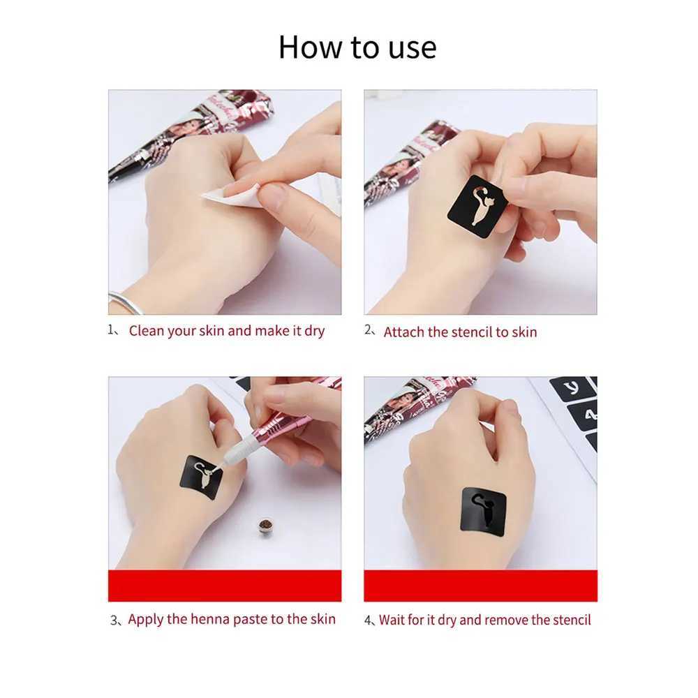 2pcs Flower Moon Pattern Tattoo Template Hand drawn Fingernail Flower Tattoo Template Female Reusable Tattoo Mold ToolXJ25414