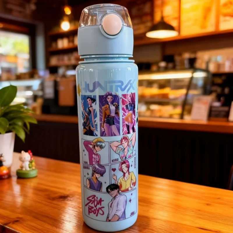 K Pop Demon Hunters Kawaii Cartoon Figure Water Bottle Girls Summer Sports Large Capacity Plastic Bottle Portable for Hikin Z251111