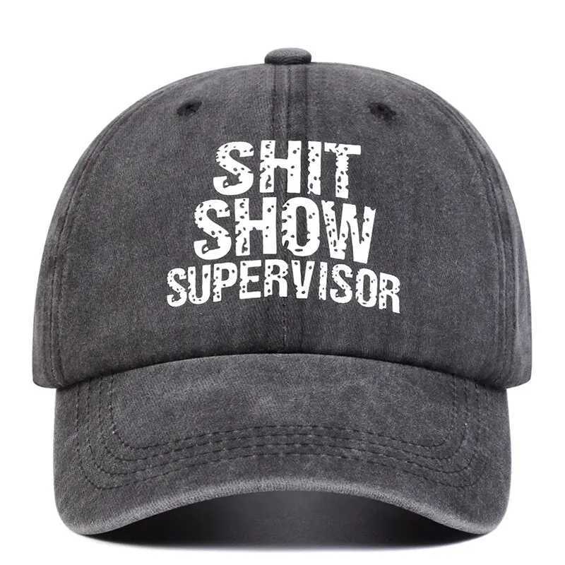 Neutral Shit Show Supervisor Print Wash Baseball Hat Spring and Autumn Outdoor Adjustable Casual Hat Sunscreen Hat W250414