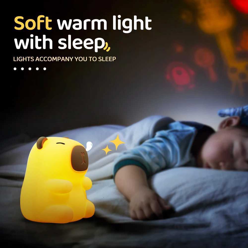 Capybara Cute Night Light Silicone Lamp 7 Colors Dimming Nursery Bedroom light for Kids USB Rechargeable Touch Lamp Decor Gift M251114