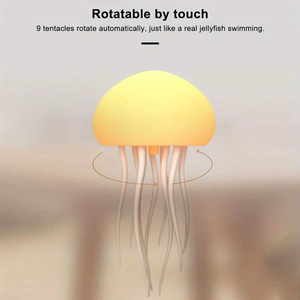 Modern Jellyfish Table Lamp Cartoon Dancing Jellyfish Bedside Lamp Adjustable Color LED Night Light Birthday Gift for Kids New M251114