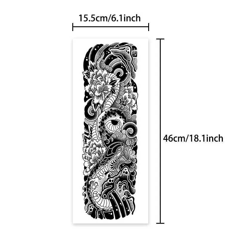 Sea snake full arm waterproof temporary tattoo sticker lasting 1-2 weeks real semi permanent fake tattooXJ25414