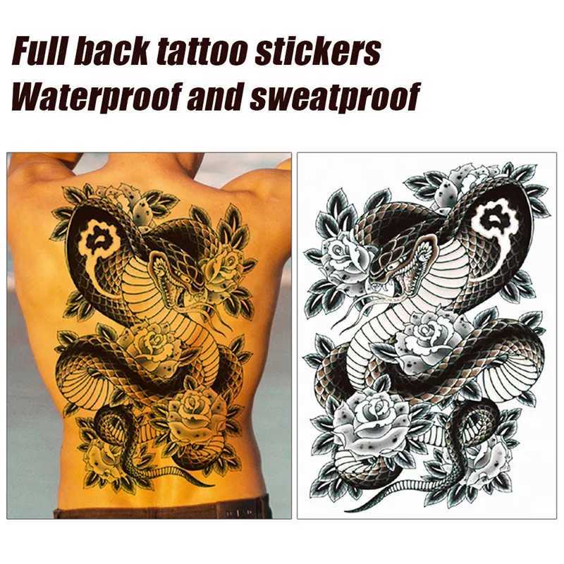 Waterproof Large Full Back Chest Tattoo Large Tattoo Sticker Fish Wolf Tiger Dragon Temporary Flash Tattoo Cool MenXJ25414