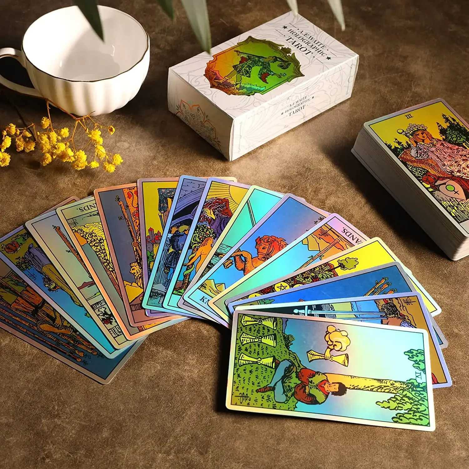 1036cm MagicSeer Rainbow Tarot Cards Decks Tarot Card and Book Sets for Beginners Holographic Tarot Deck C251114