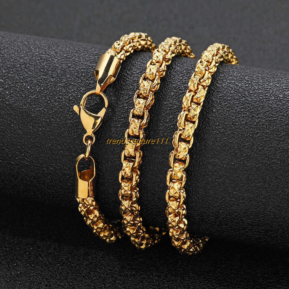 Stainless square pearl chain emed necklace trendy and versatile men's jewelry hip-hop titanium steel accessories