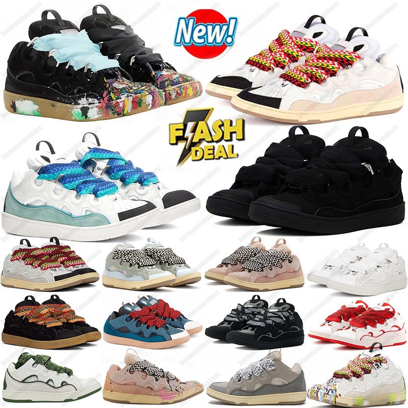 luxury designer thick tongue lavinscurbs shoes men women Lace-up black white yellow sneakers classic plate-forme chaussure platform outdoor sports trainers shoes