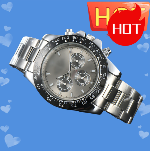 Mens DAY TONA Automatic quartz Movement watch multifunction Wristwatch Designers Men Watches Stainless Steel Strap Gold Wristwatches Montre de luxe #211