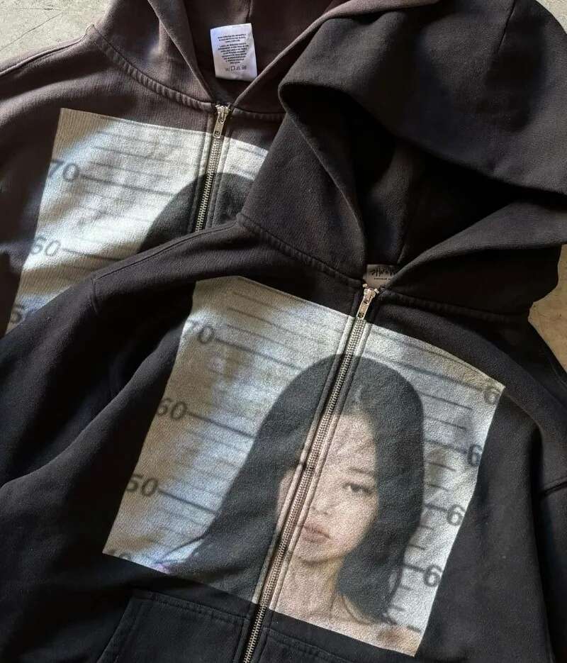 Retro Style Pattern Hoodie Y2k Streetwear Fashion Printing Spring Autumn Men Women Loose Casual Sweatshirt with Zipper