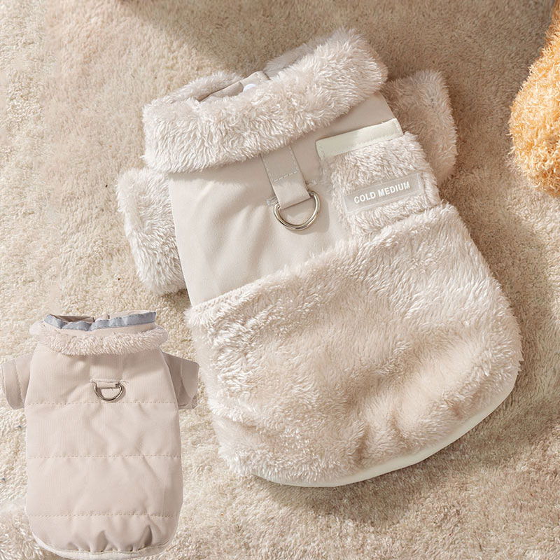 Autumn and Winter Dog Velvet Clothes Macaron Color Double sided Simple Cotton Clothes Teddy Small Dog Pet Clothes