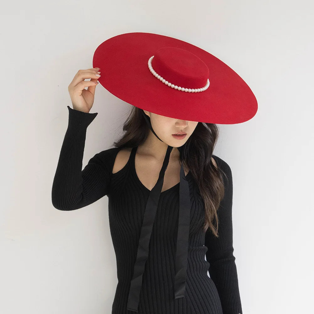 4cm hat high wool hat oversized 15cm big brim shallow top shallow top fedora hat men and women flat top hat big brim hat 250408