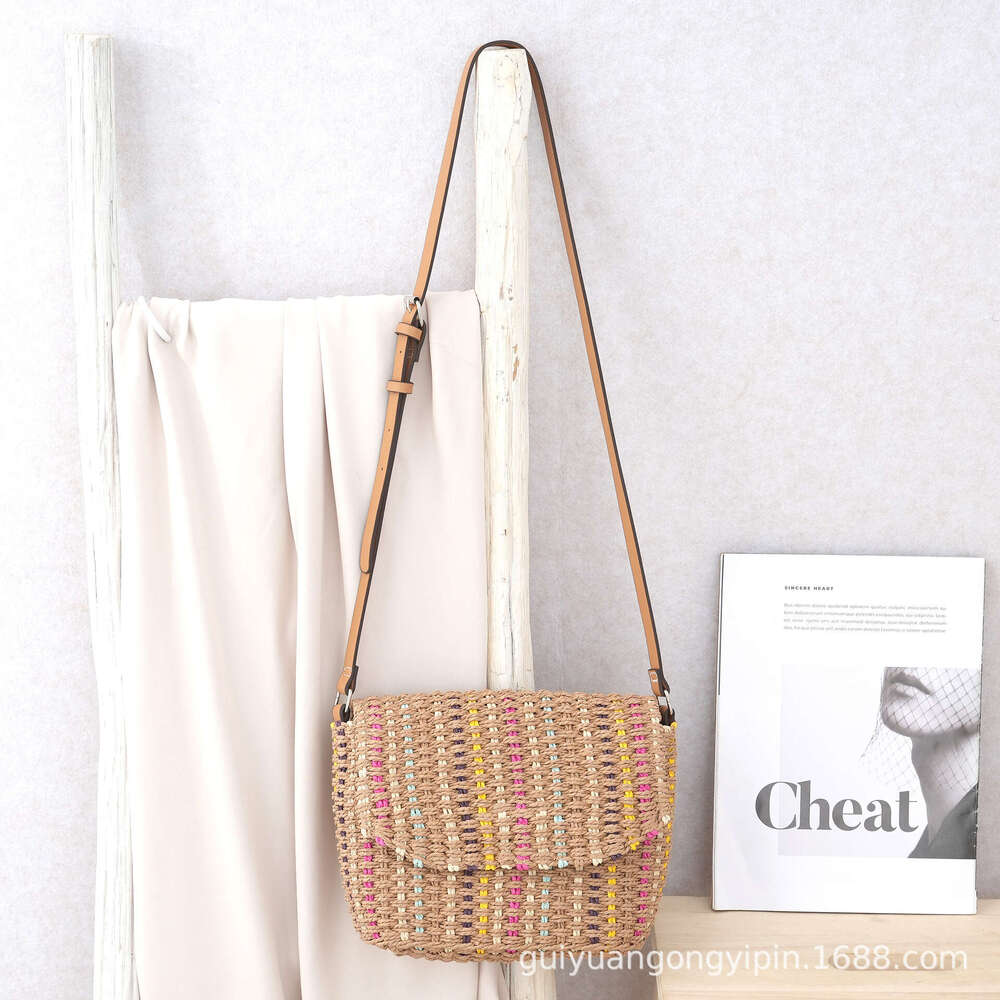 Handmade Beach Bag Versatile And High-End Crossbody Luli Grass Dopamine Hand Woven Summer Bag, Women's Beach Bag Kq2