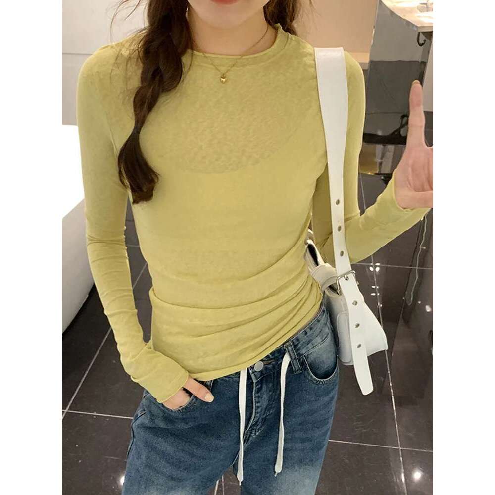 Spring Autumn T shirt Women Tops Solid Slim Fit Long Sleeve O Neck Tshirts Female Casual Streetwear High Quality Base Tees