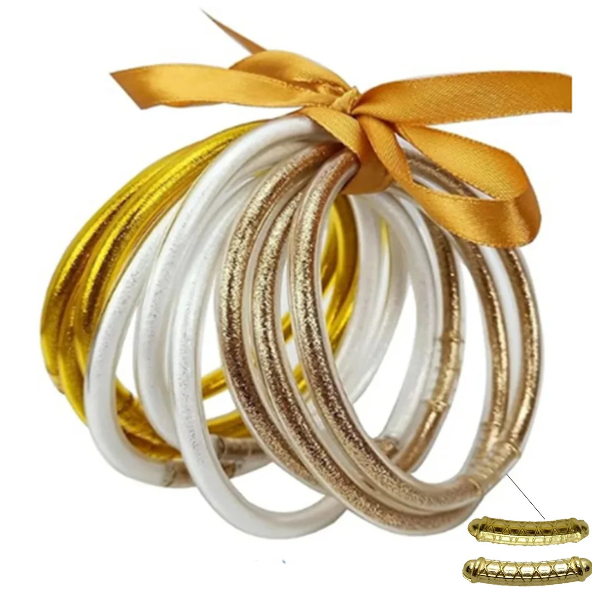 9pcs/set Fashion Jewelry Golden Bracelet Buddhist Jonc Bangles Set for Women Glitter Filled Jelly Silicone Buddha Girl Bracelets 251113