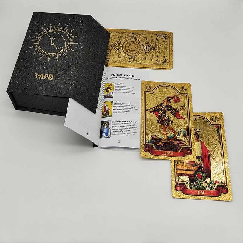 High Quality Gold Foil Tarot Russian Deluxe Divination Tarot Cards Predictive Board Games For Russia Market C251114