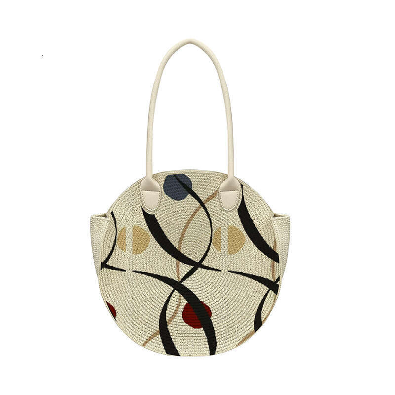 Handmade Beach Bag 2025 Spring Summer Fashion New Style Versatile Simple And Elegant Large Capacity Straw Woven PU Shoulder Crossbody Bag Kq2