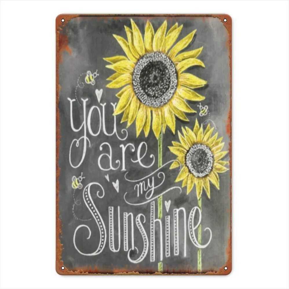 Vintage Sunflower Metal Wall Art You Are My Sunshine Retro Tin Sign Rustic Iron Plaque Weather-Resistant for Indoor/M251114