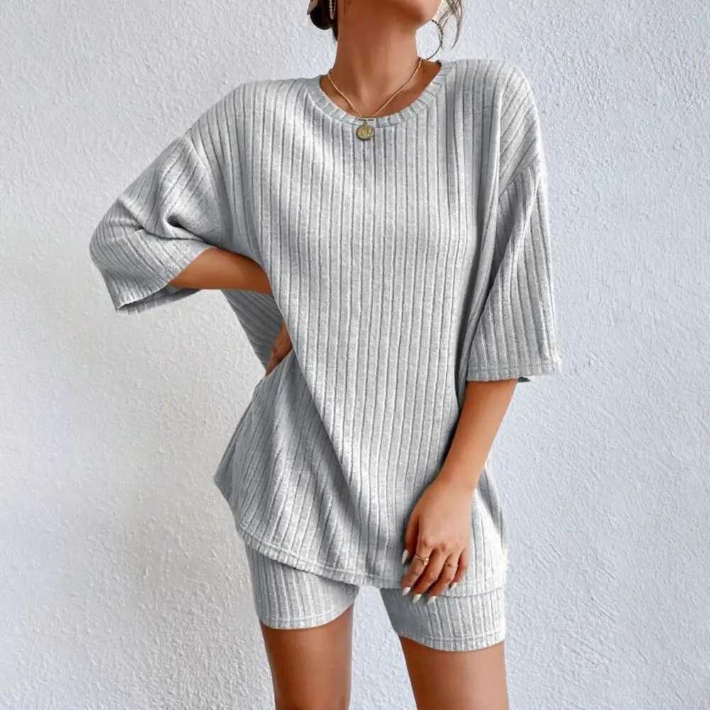 2-piece/set summer womens top shorts set American O-neck shorts Sves top waist shorts set yoga set womens dressXJ250414