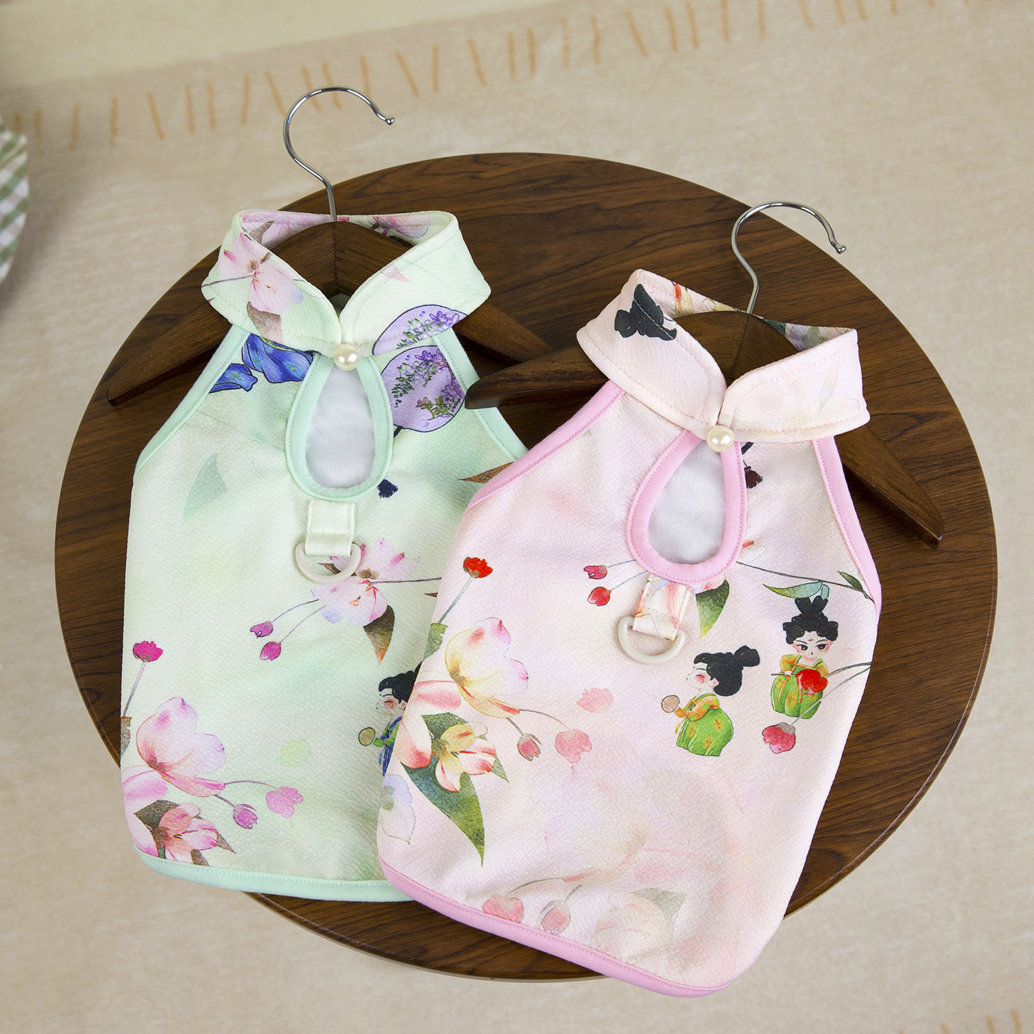 Elegant Dog Clothes Chinese Style Cheongsam Summer Dog T Shirt Soft Breathable Pet T-Shirts Dogs Sleeveless Vest Dog Apparel for Medium Small Dog XL A