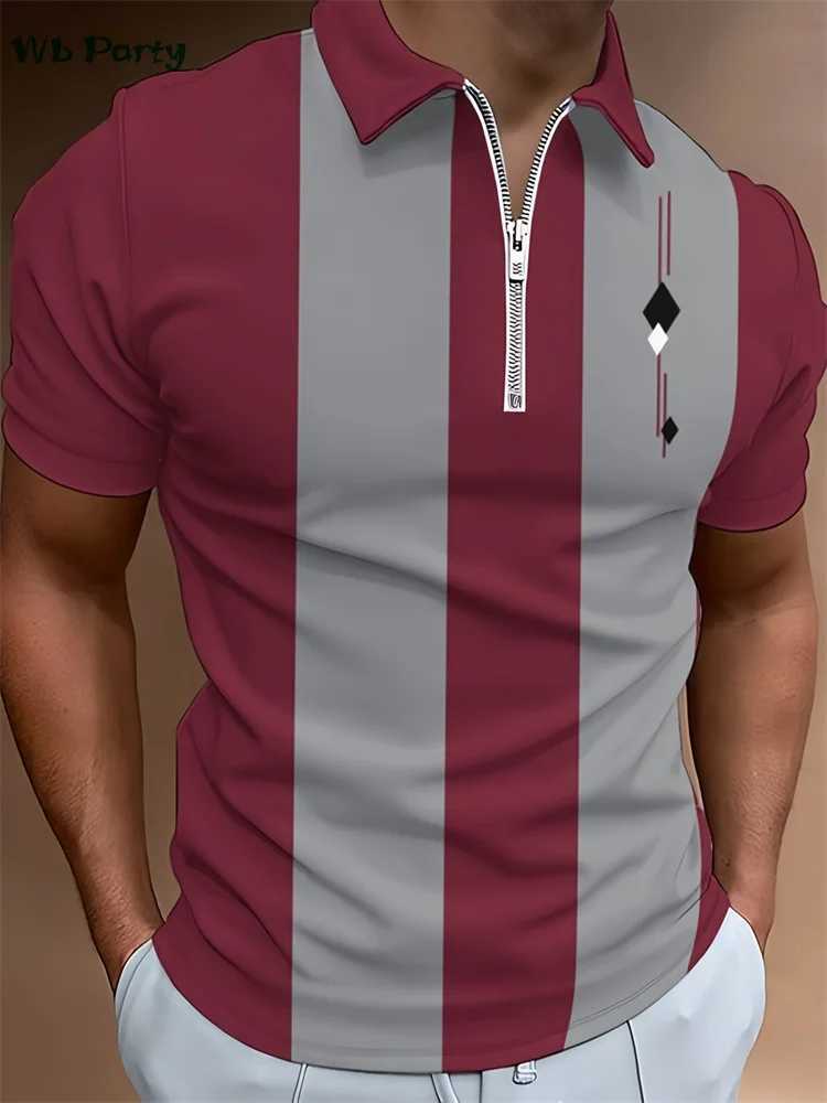Simple striped printed mens shirt fashionable mens clothing designer mens T-shirt street collar mens polo shirt mens clothing 2024 W250414