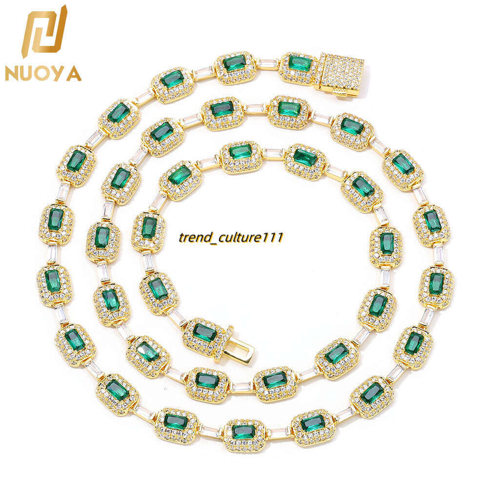 Hip hop colored jewelry necklace, niche high-end accessory, emerald Moissanite necklace