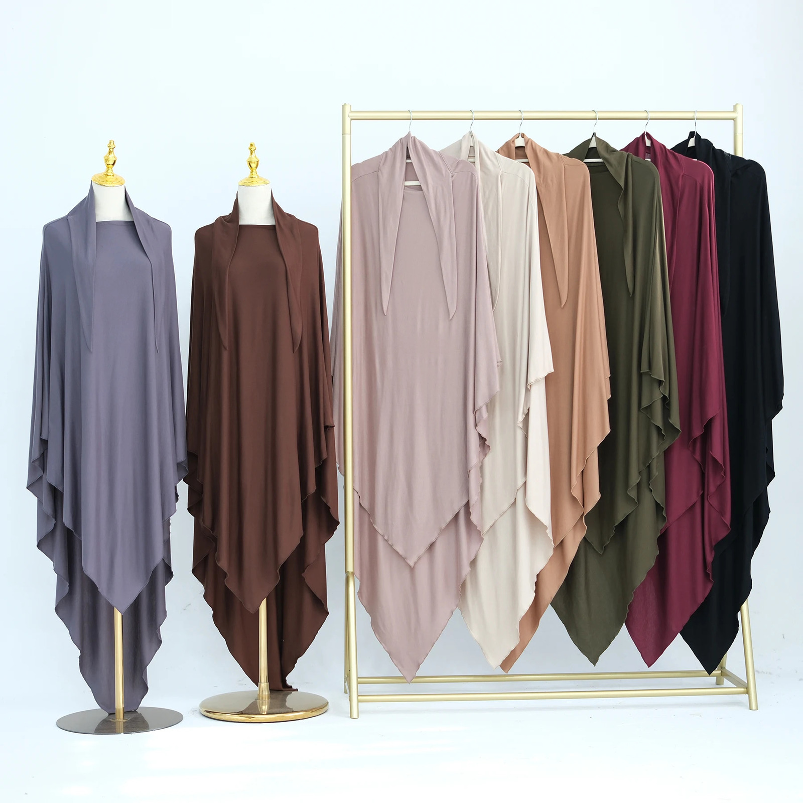 -long Stretchy Khimar Hijab for Muslim Women Islamic Clothing Headcover Dubai Turkish Hijabi Prayer Abaya Ramadan 250407