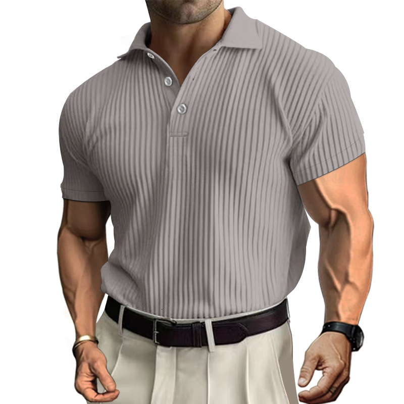 2025 Collar Polo T-shirt Ice Silk Slimming Casual Summer Thin Style Solid Color Men's Short