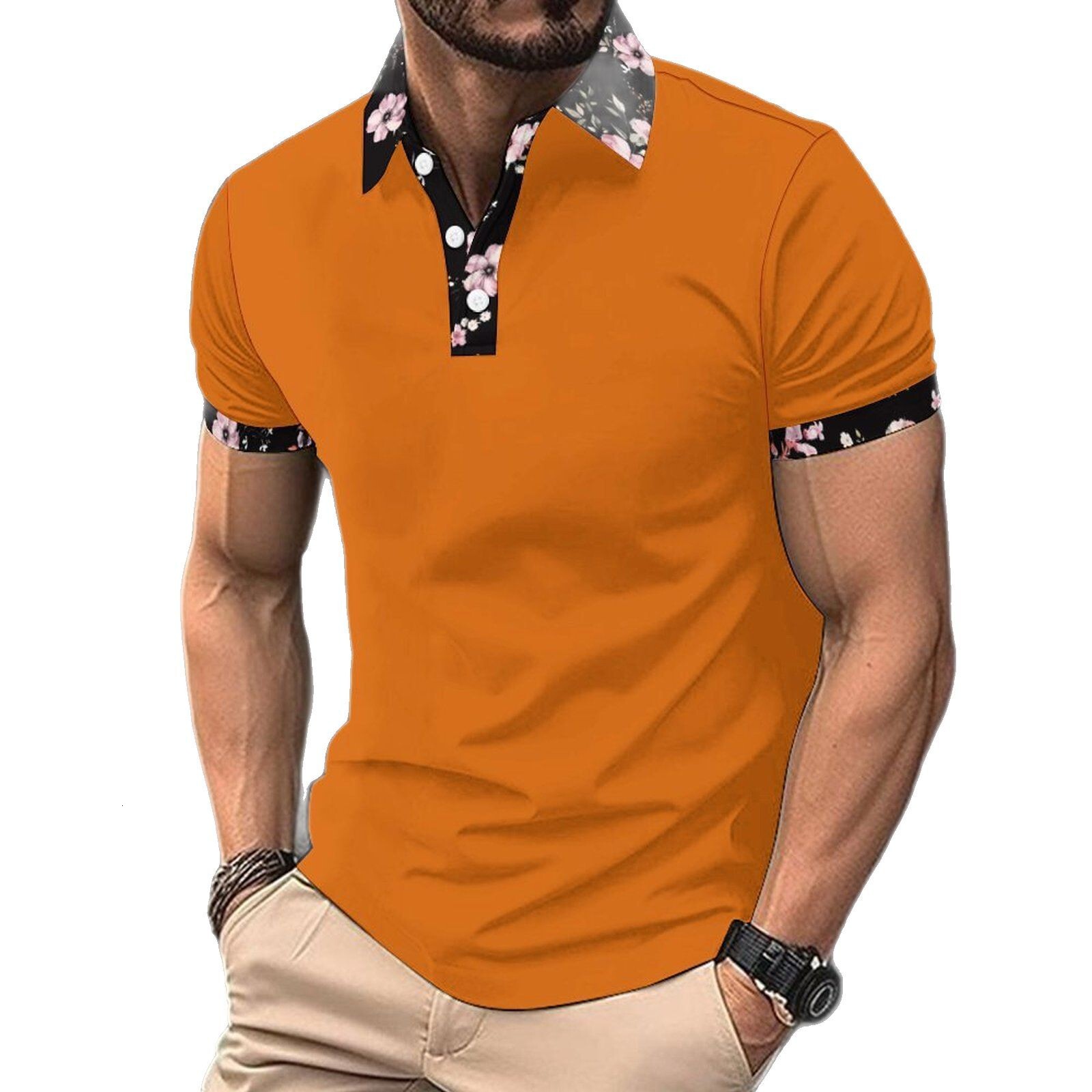 2025 Summer Digital Printed Polo Shirt for Casual Fashion Bird Eye Collar Men's T-shirt