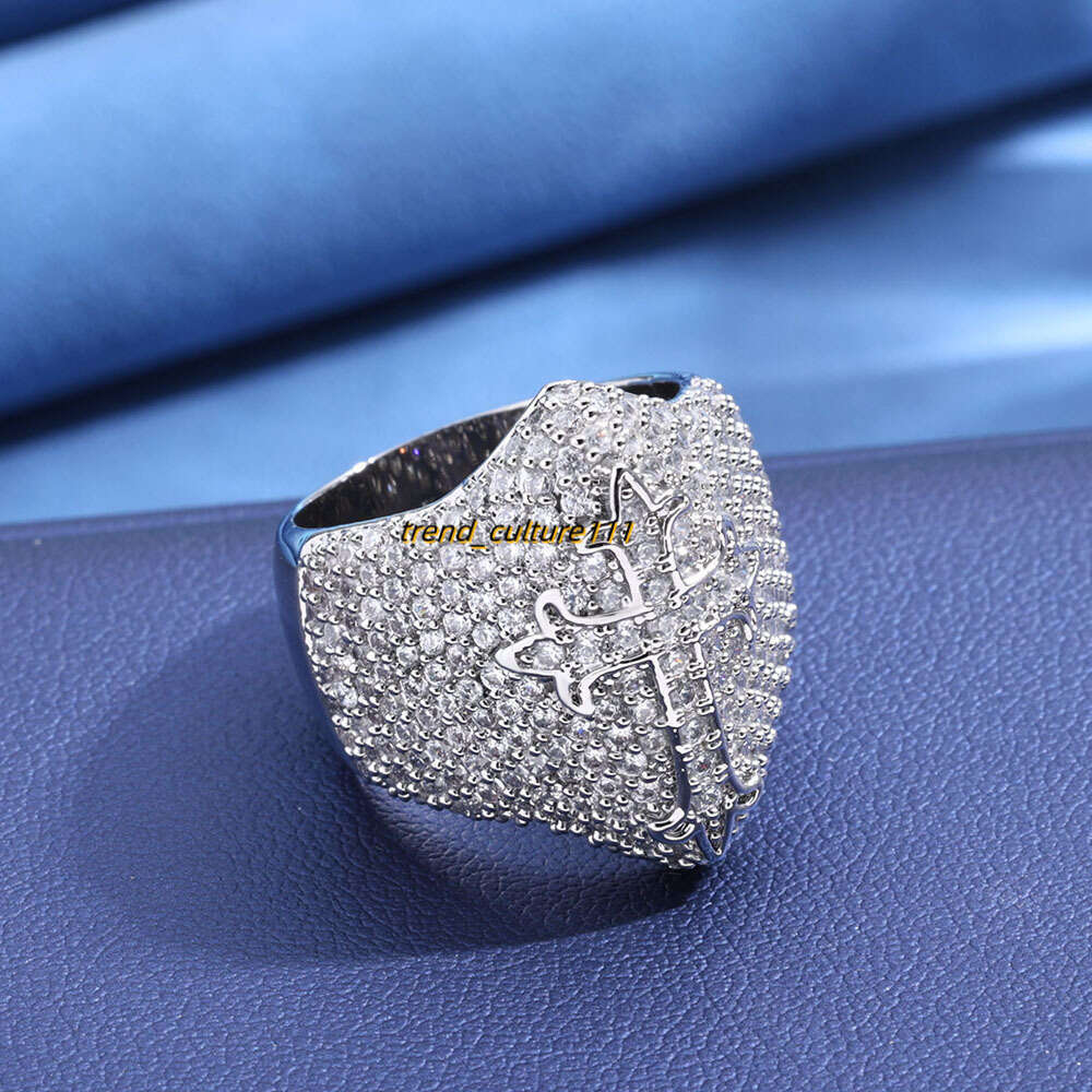 Hip hop Moissanite cross ring, trendy accessory, high-end men's ring
