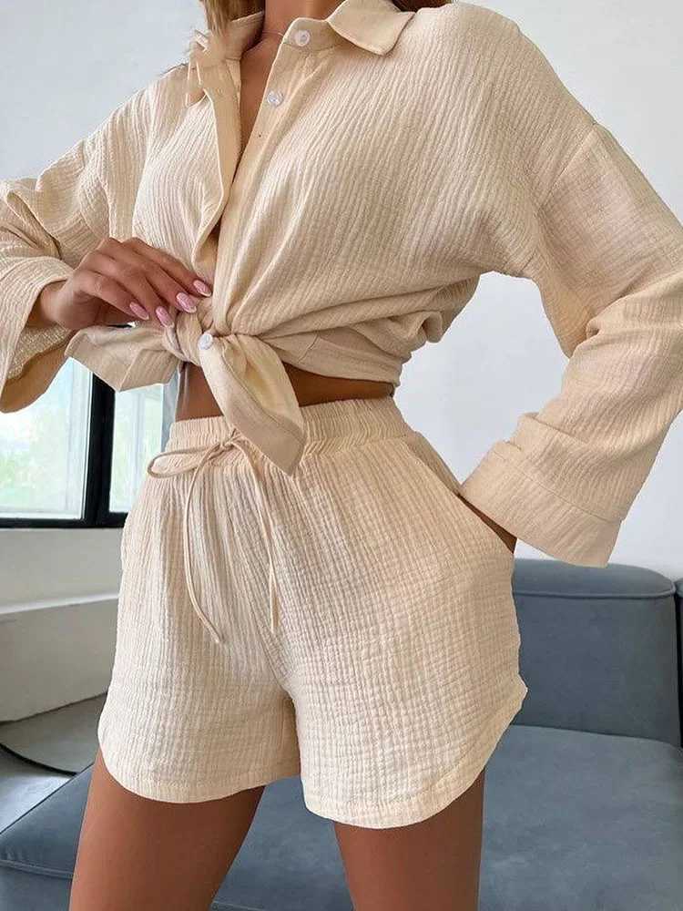 Colorful Plus Size Loose Cnady Color Two Piece Short Set Bouse+Wide Leg Shorts Summer Spring New Two Piece Shorts SetXJ250414