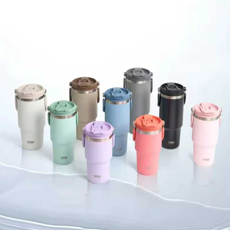Tyeso Large-Capacity Stainless Steel Vacuum Flask with Handle Dual-Drink Coffee Mug Hot And Cold Retention Car Ice Cup C251114