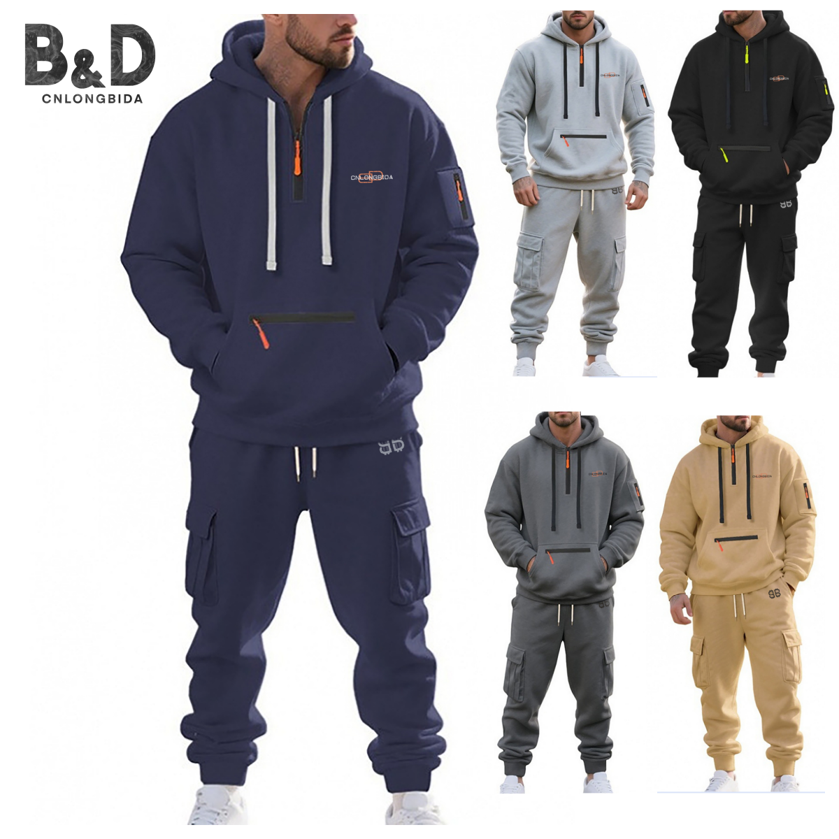 Designer Men's Tracksuits A Must-have For Outdoor Joggers A Half-cardigan With Multiple Pockets Selling Sports Casual Men's Tracksuits Comfo