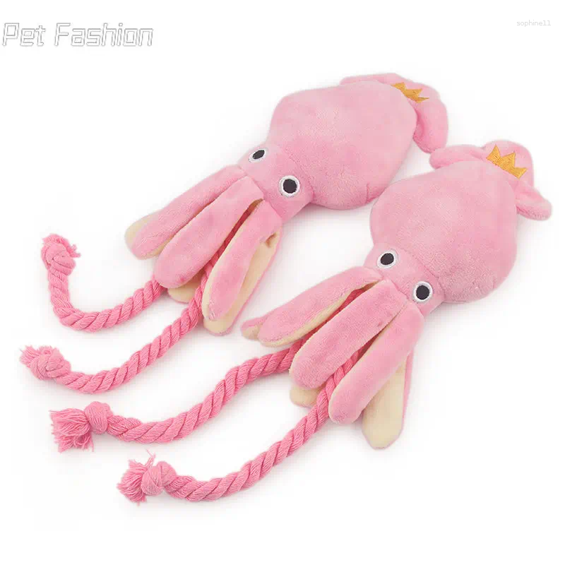 Update Cute Squid Small Dog Toy Sound BB Plush Pet Puppy Rope Toys Pink Chew Squeak For Cat Dogs