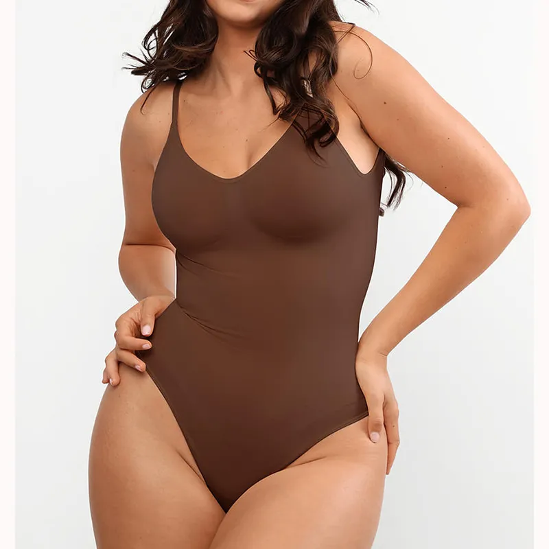 Women's Shapers Low Back Bodysuits Shapewear Thong Open Crotch Body Scoop Shaper Wear Seamless Suit Compress