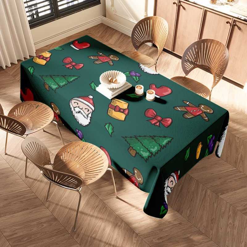 Christmas Christmas Tablecloth Snowman Print Holiday Decor Home Decoration New Year Party Xmas Table Cover Christmas Festive Table Linens Y251113