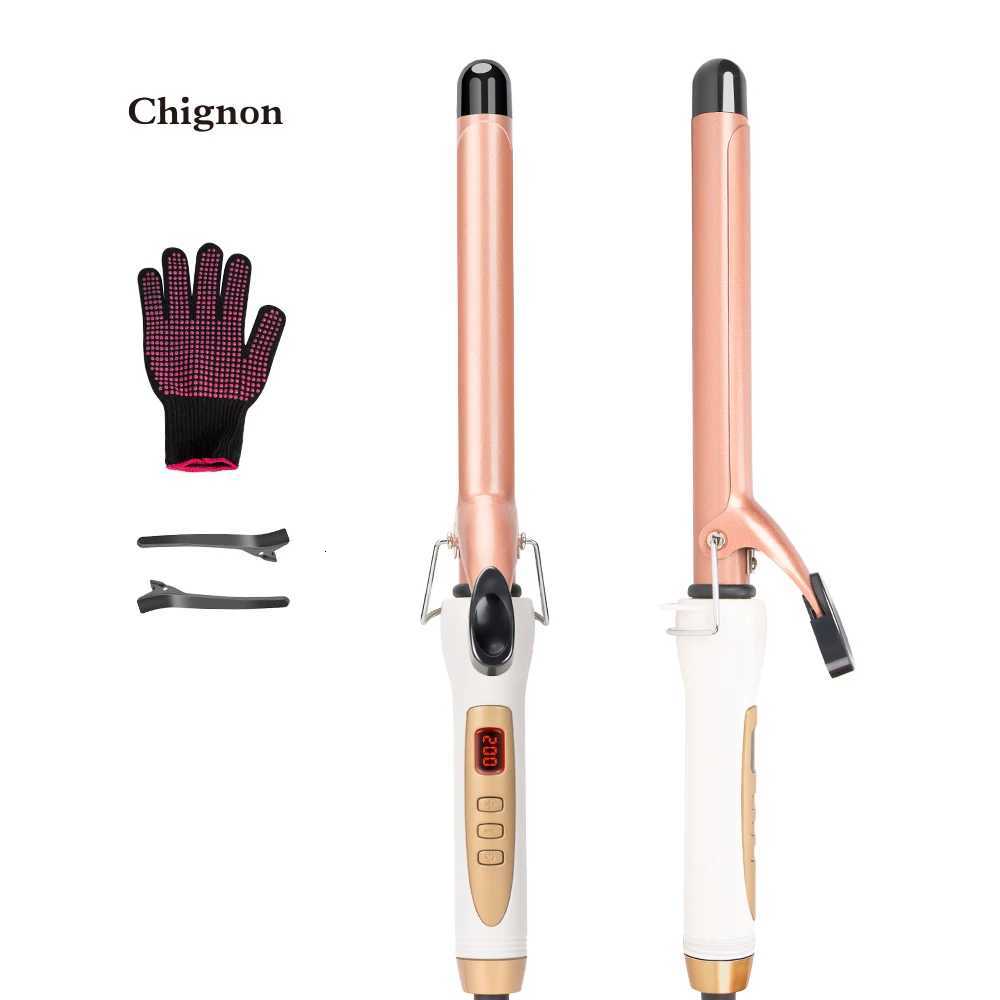 LCD Curlers Electric Single Tube Ceramic Glaze Pear Flower Cone Professional Roller Adjustment Temperature Hair Curl Irons ToolsT251114