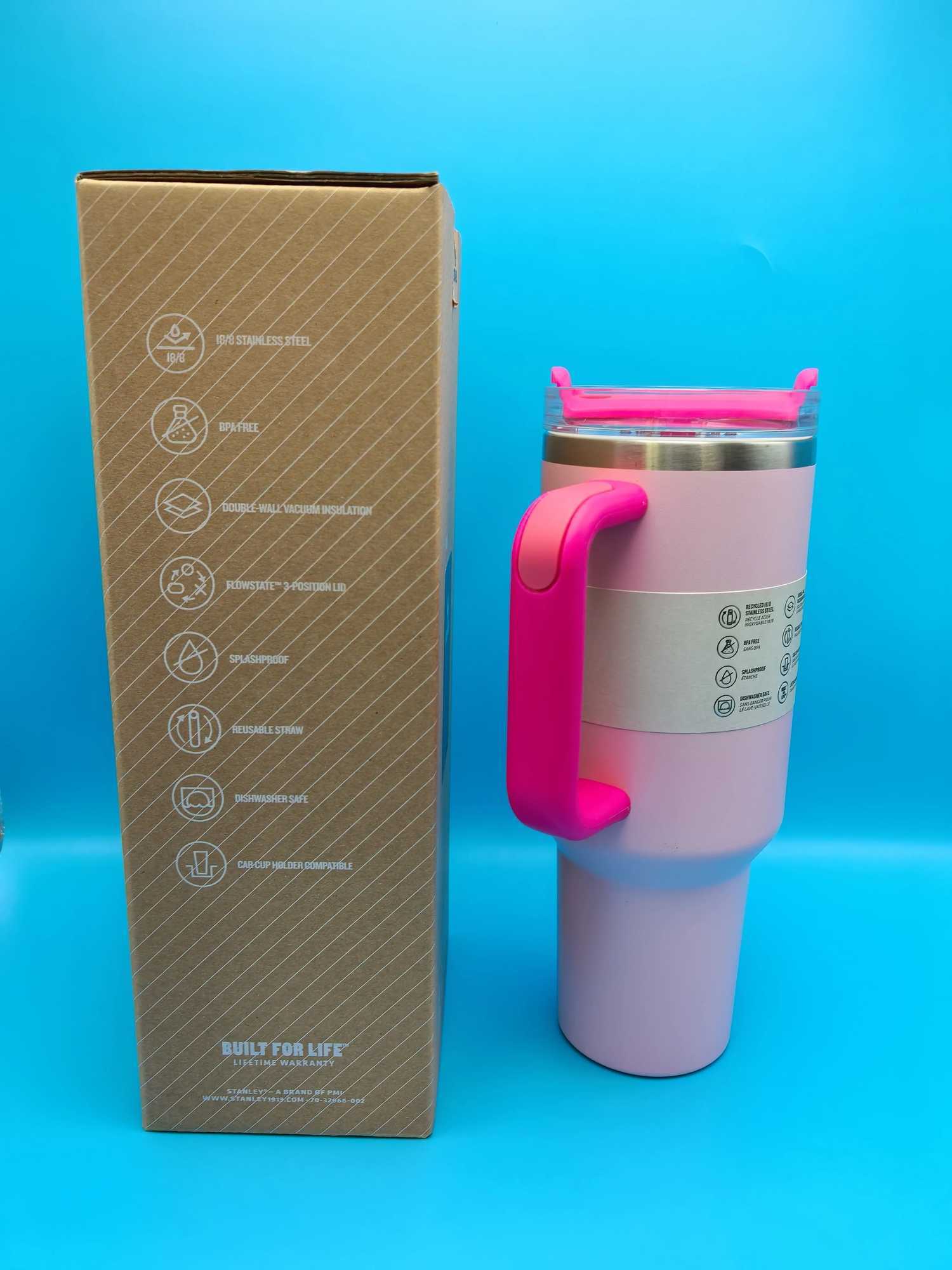 40 oz tumbler with handle and straw Cup holder for travel Insulated stainless steel cup BPA- free C251114