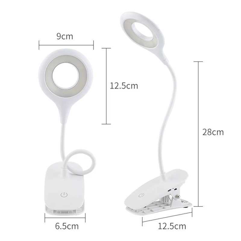 LED Desk Lamp Clip On Type USB Charging With Built In Lithium Battery Touch Dimming 3 Modes Learning Reading M251114