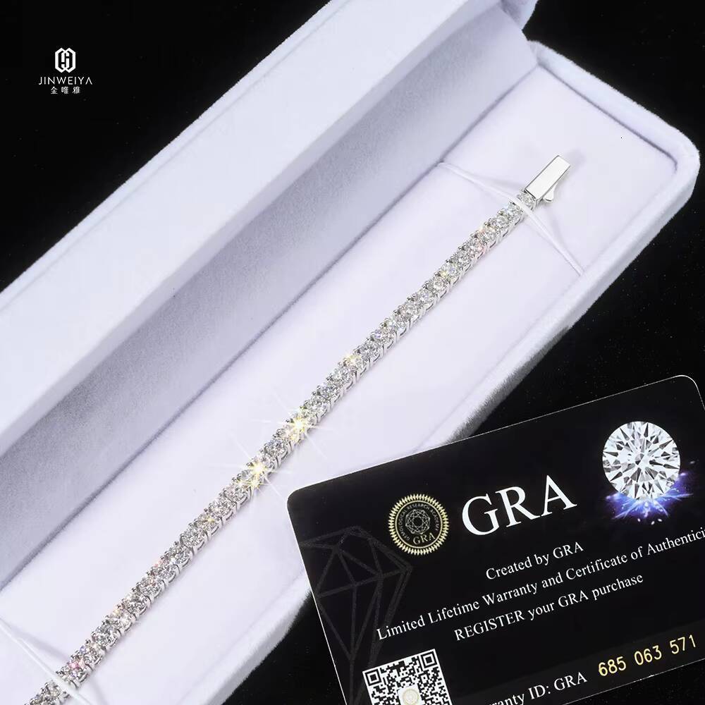 Wholesale Price Pass Diamond Tester Rhodium 925 Sterling Silver Hip Hop Iced Out VVS D Moissanite 4MM Tennis Chains