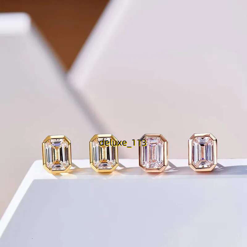 2024 Simple Fashion Stud Earrings Jewelry Sterg Sier Rose Gold Fill Princess Cut 3A Cubic Moissanite CZ Dia Party Elegant Women Earring Gift