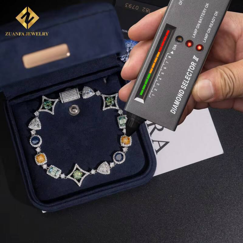 New Arrivals 925 Silver Moissanite Tennis Bracelet Mixed Fancy Cut Fashion Necklace Bracelet Color Moissanite Bracelet