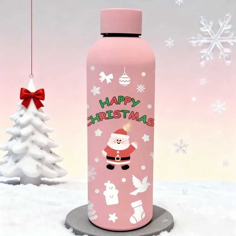 3D Printed Stainless Steel Christmas Cute Santa Cup Portable Fashion PVC-Free Leak-Proof Matte Finish Water Bottle C251114