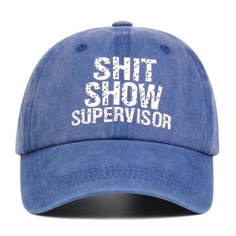 Neutral Shit Show Supervisor Print Wash Baseball Hat Spring and Autumn Outdoor Adjustable Casual Hat Sunscreen Hat W250414