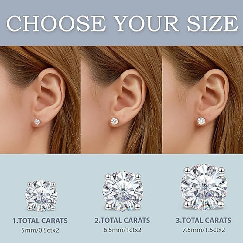 pass dia tester vvs1 D color moissanite designer for women sterling sier 6 prong stud earrings plated gold men earring jewelry valentines day gift