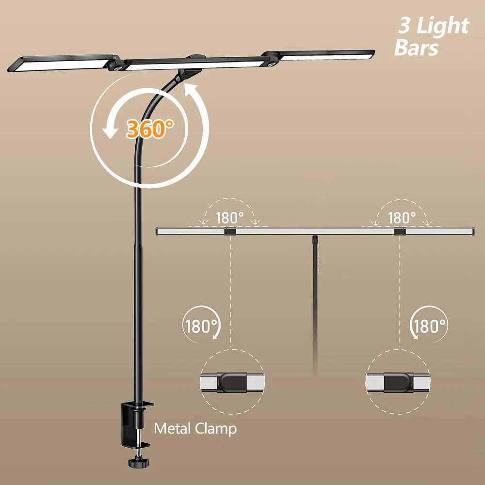 3-Head 16W LED Desk Lamp for Home Office Eye Caring Architect Desk Light 5 Color 10 Leves Dimming Computer Monitor Table Light M251114