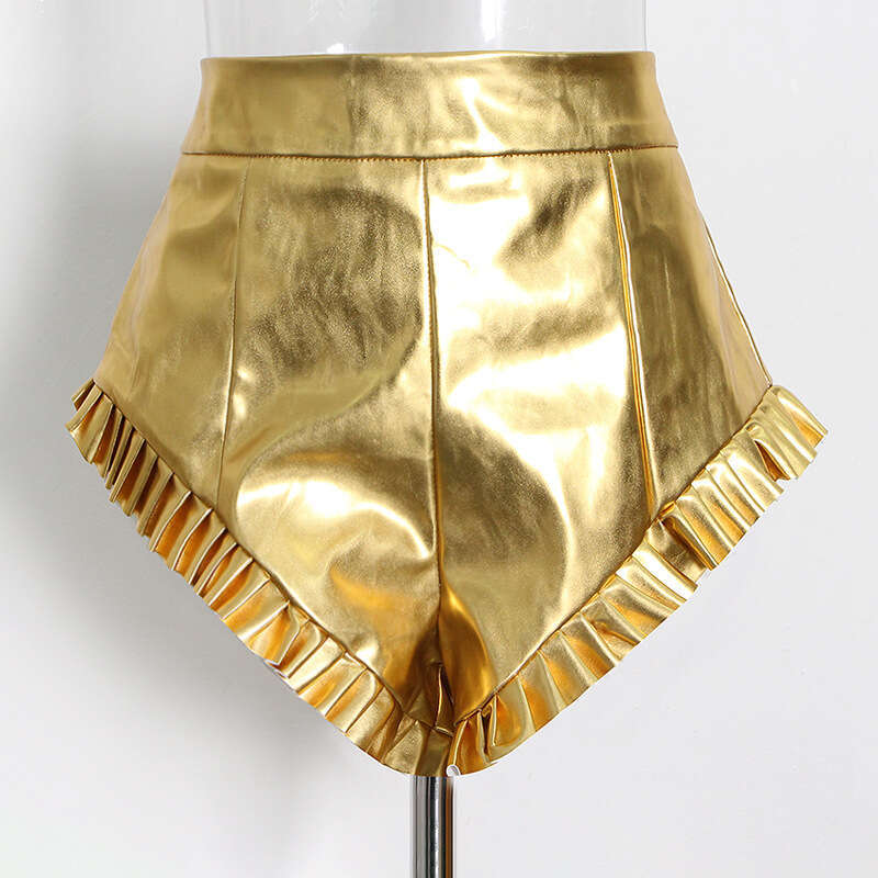 Designer Chic Spicy Girl Solid Color High-Waist Shorts - Trendy Wrinkle Pattern for a Fashionable Summer Look