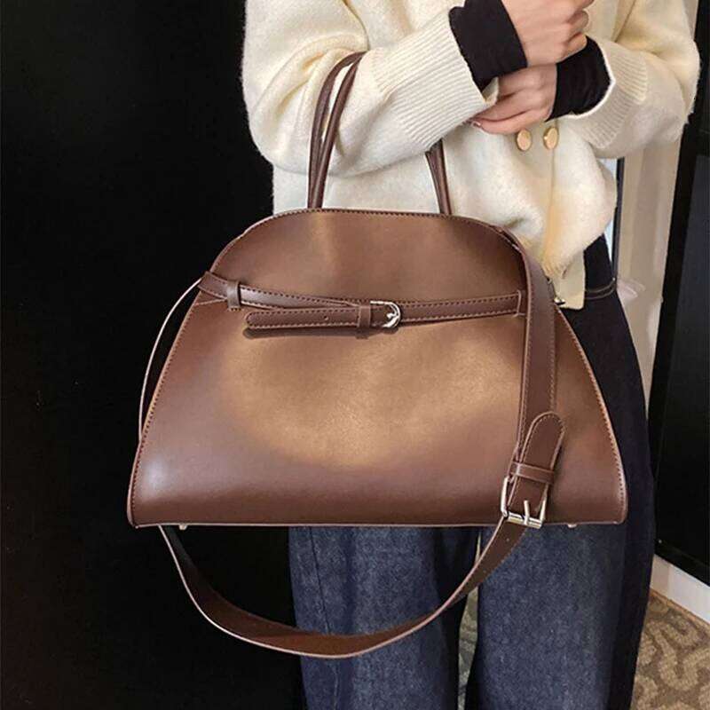 Belt Design Handbag Vintage Brand Women's Large Capacity New Silver Metal Luxury Tote Soft Leather Shoulder Messenger Bag